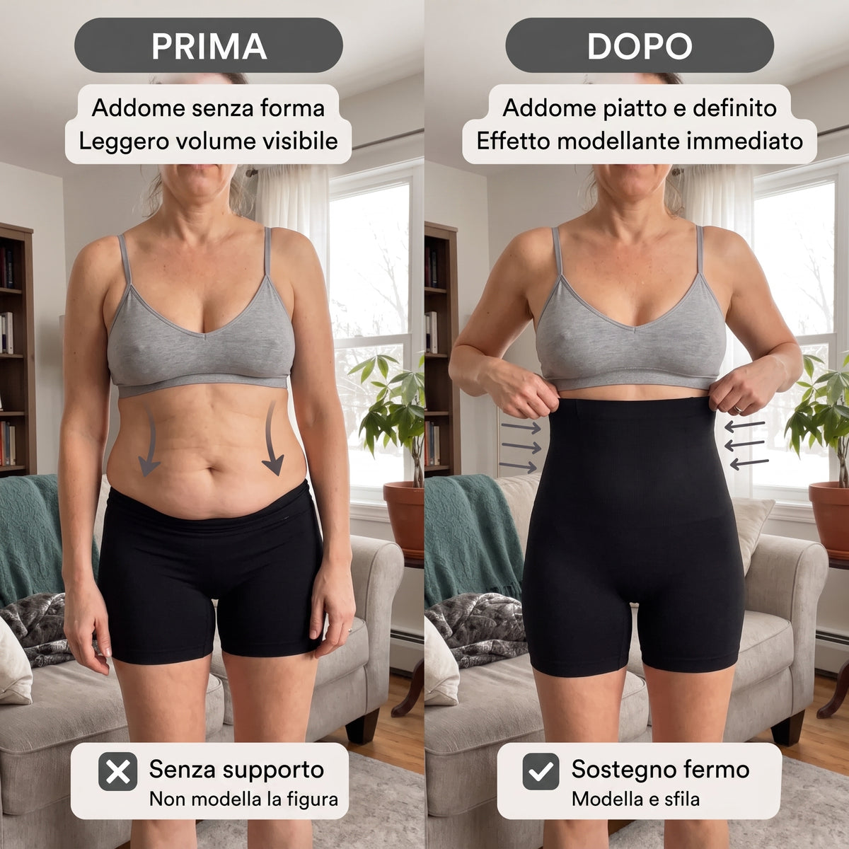 PANTALONCINO MODELLANTE EFFETTO PANCIA PIATTA
